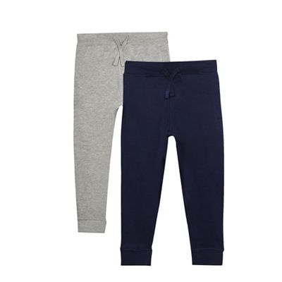 bluezoo Pack of two boys' navy and grey jogging bottoms